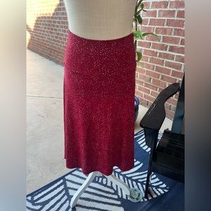 Lula Roe Red and White Speckled Midi Skirt